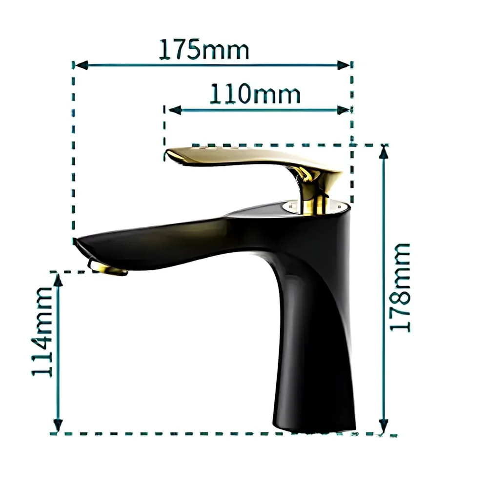 Gold Basin Faucet Tap Mixer, for Bathroom Toilet Wash Basins Hot and Cold Water Golden Belle (Gold)