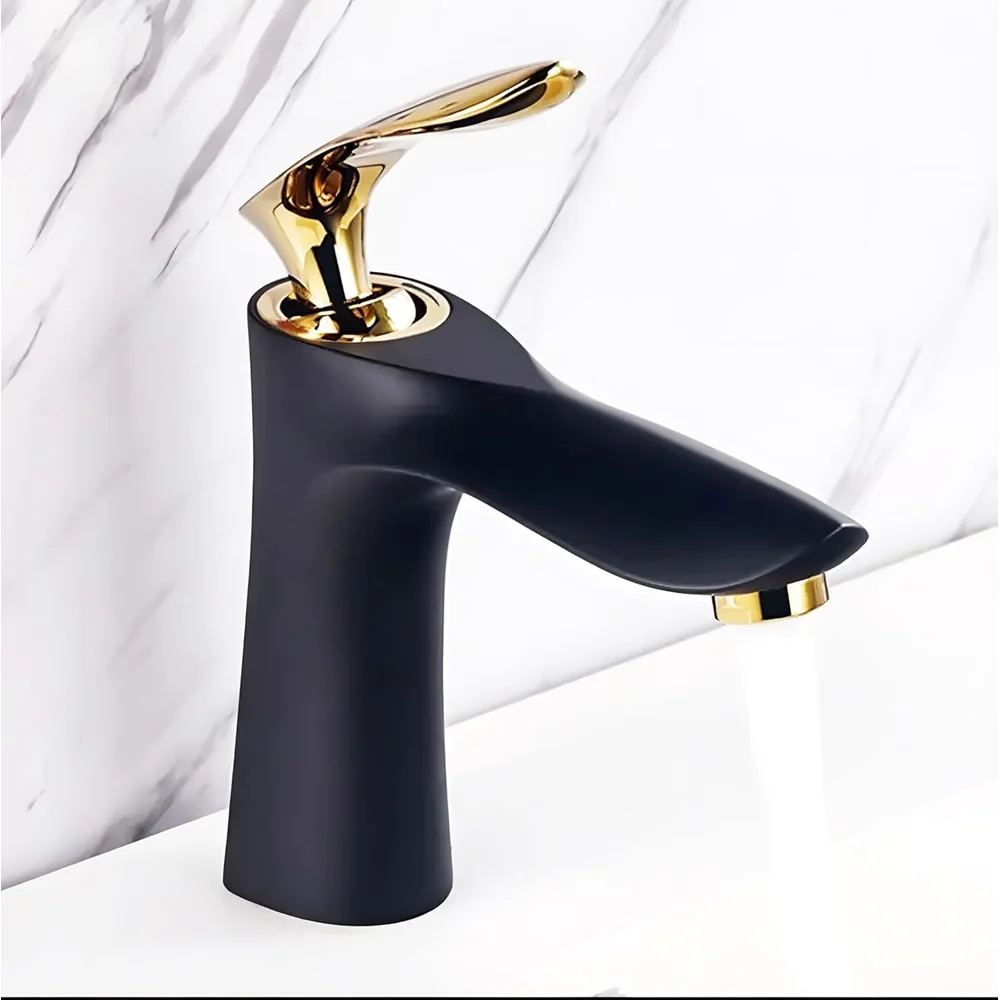Gold Basin Faucet Tap Mixer, for Bathroom Toilet Wash Basins Hot and Cold Water Golden Belle (Gold)
