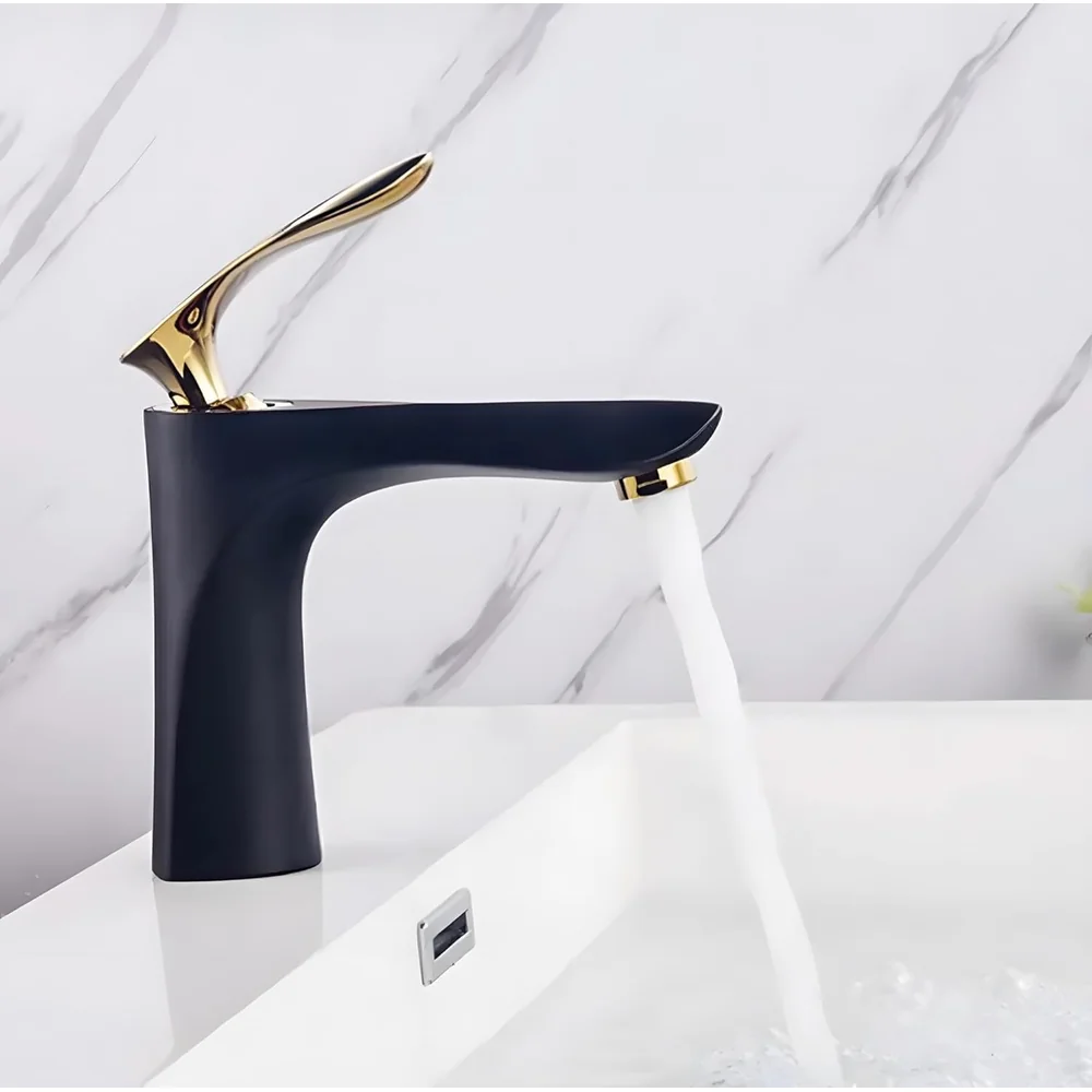 Gold Basin Faucet Tap Mixer, for Bathroom Toilet Wash Basins Hot and Cold Water Golden Belle (Gold)