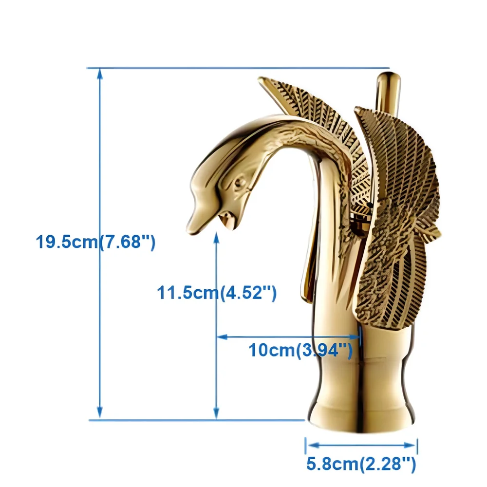 Golden Swan Heavy Single Lever Basin Mixer Faucet Tap Hot and Cold 12 inch Height Gold Brass for Bathroom Toilets Wash Basin