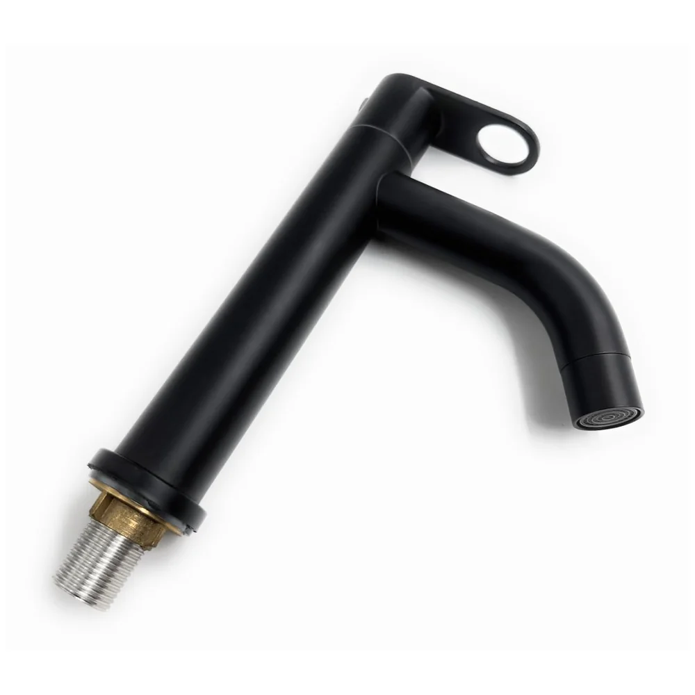 SS Short Body Pillar Cock 7 inch Black Faucet Waterfall Basin