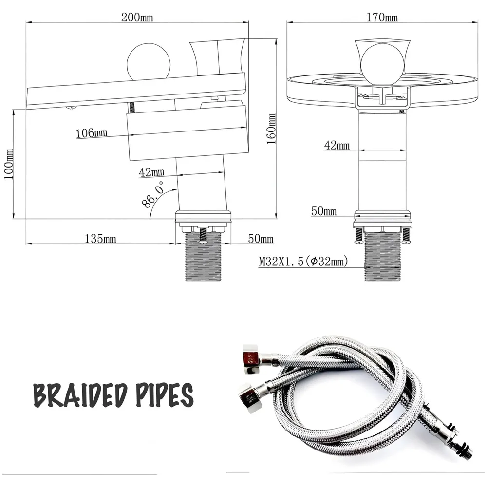 Led Faucet Silver Chrome Waterfall Basin Tap Fuacet Mixer for Bathroom Toilet Wash Basins Hot and Cold Water, 6.2 Inch Tall - No Electric Connection Required