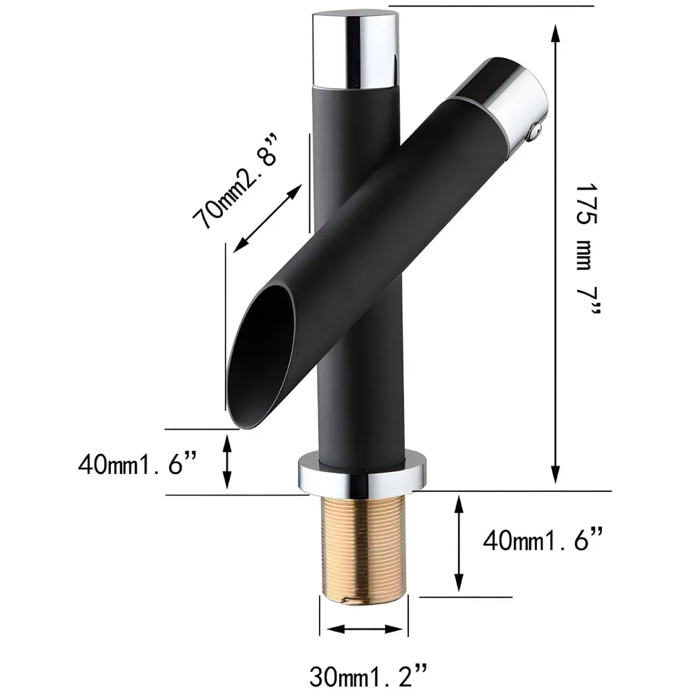 Black Basin tap Faucet Mixer Soft Flow for Bathroom Toilet Wash Basins Hot and Cold Water (Noir Flusso Small - 7 Inches) Matt Black