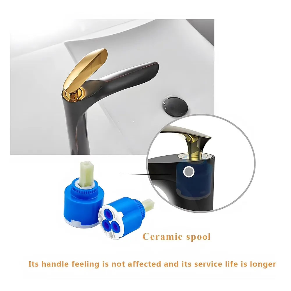Black Gold Faucet Tap Mixer Hot and Cold Water Heavy Single Lever Basin Mixer 12 inches with Connector Pipes and Ceramic Cartridge for Bathroom Wash Basins