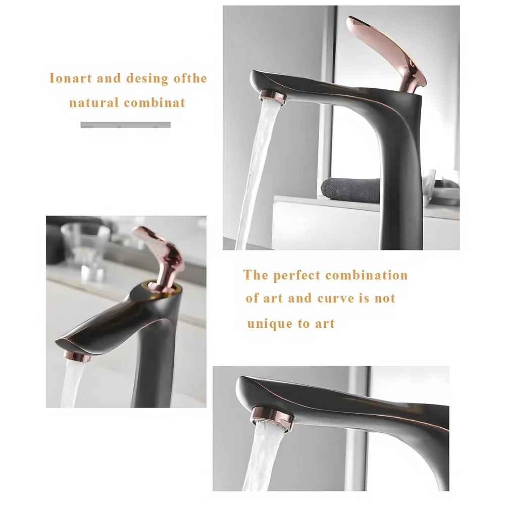 Black Rose Gold Basin Mixer Tap 12 inch Hot And Cold Box Pack