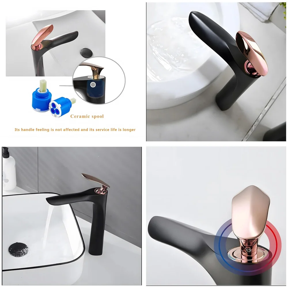 Black Rose Gold Basin Mixer Tap 12 inch Hot And Cold Box Pack