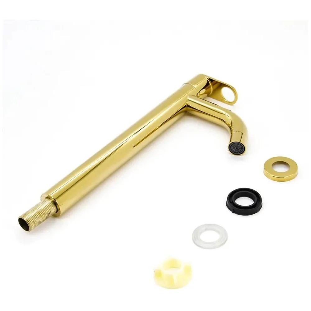 SS Tall Body Pillar Cock 12 inch Gold Faucet Waterfall Golden