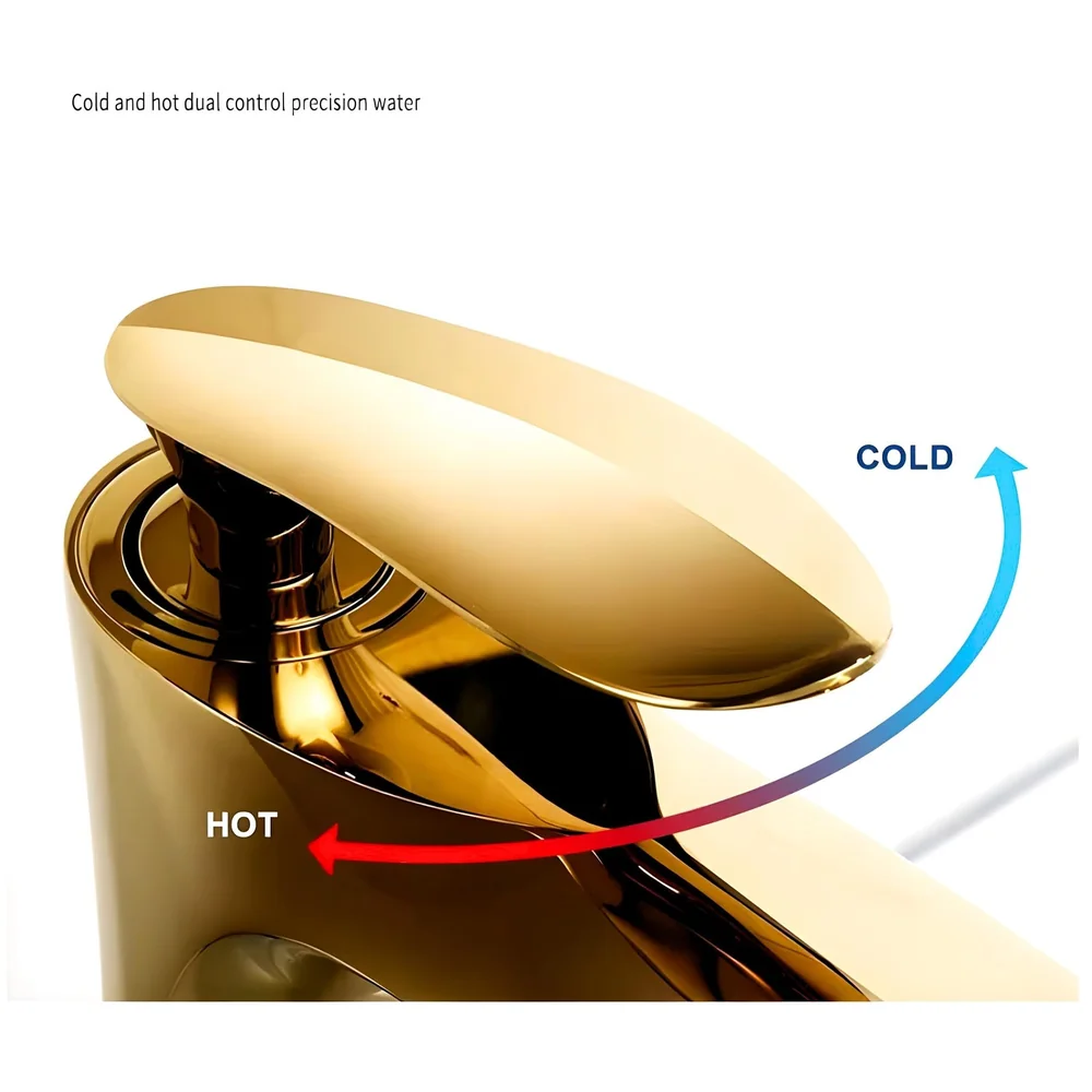 Modern Single Handle Gold Tall Vessel Sink Bathroom Faucet, Mixer Gold Golden Bathroom Wash Room One Hole Lavatory Basin Vanity Mixer Tap 12 inches