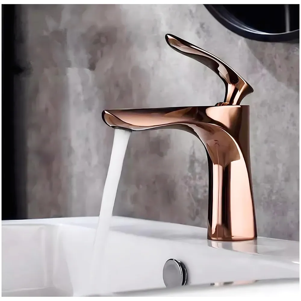 Rose Gold Faucet Tap Mixer Basin Mixer 7 inch Hot and Cold 2 Pipes