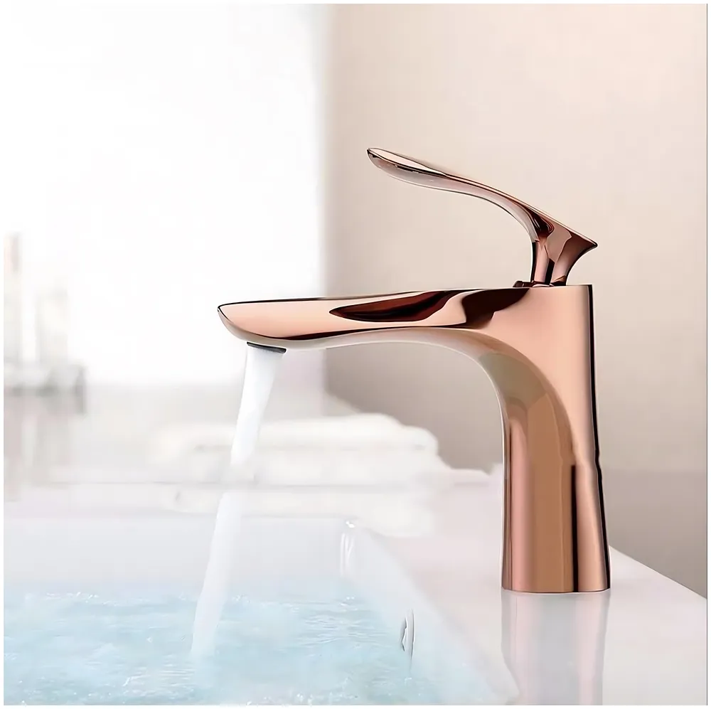 Rose Gold Faucet Tap Mixer Basin Mixer 7 inch Hot and Cold 2 Pipes