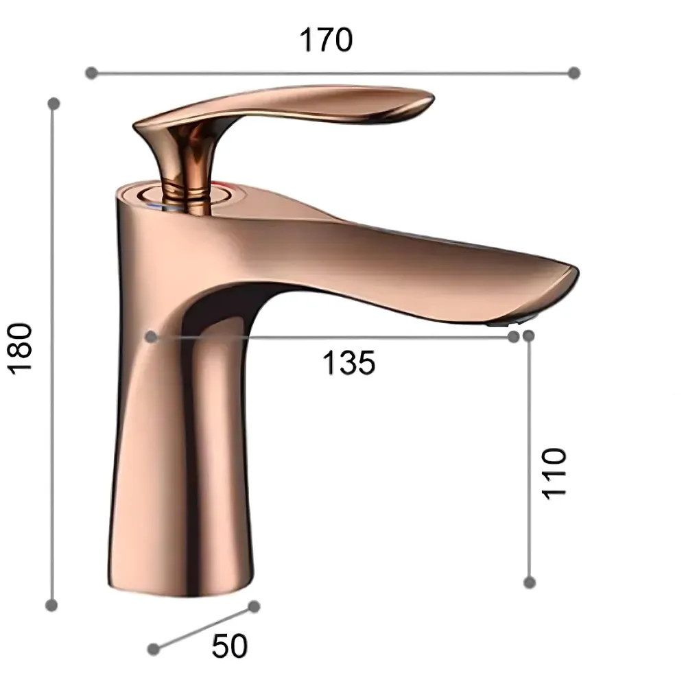 Rose Gold Faucet Tap Mixer Basin Mixer 7 inch Hot and Cold 2 Pipes
