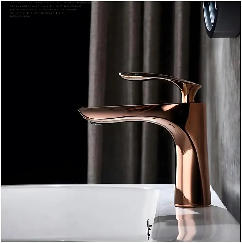 Rose Gold Faucet Tap Mixer Basin Mixer 7 inch Hot and Cold 2 Pipes