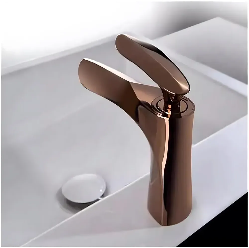 Rose Gold Faucet Tap Mixer Basin Mixer 7 inch Hot and Cold 2 Pipes