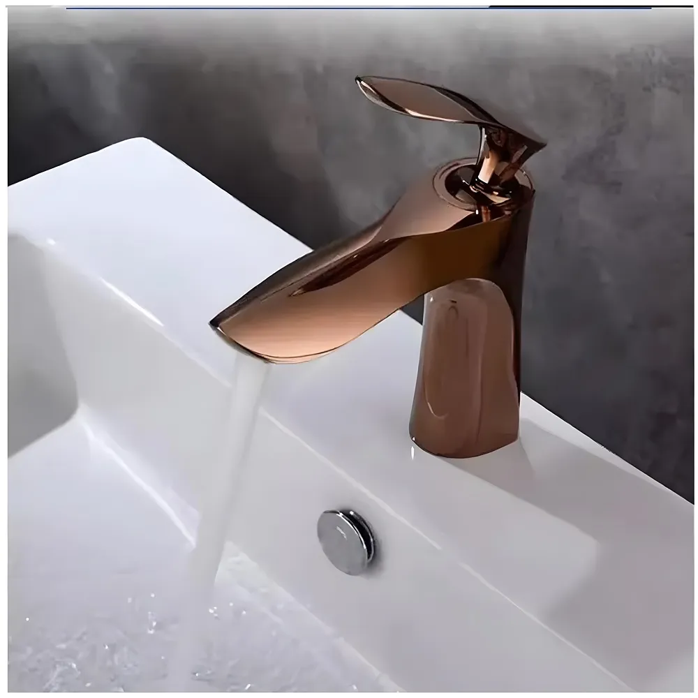 Rose Gold Faucet Tap Mixer Basin Mixer 7 inch Hot and Cold 2 Pipes