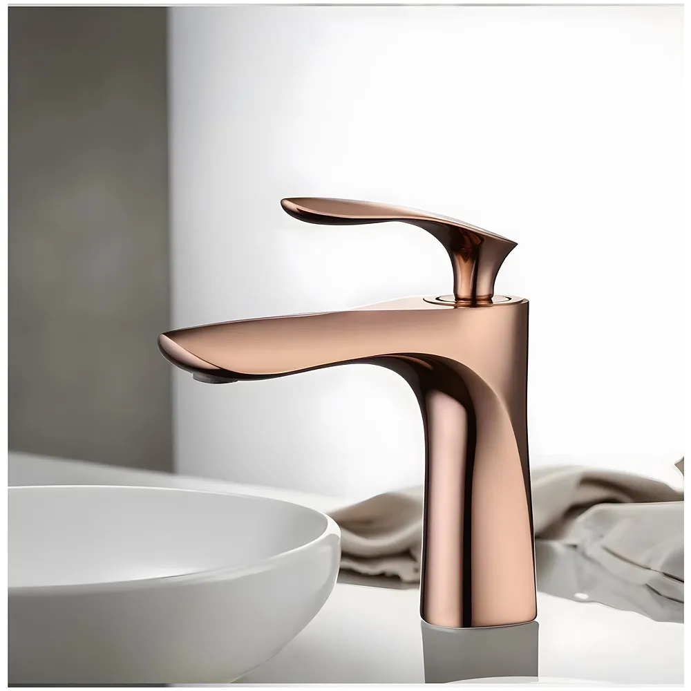 Rose Gold Faucet Tap Mixer Basin Mixer 7 inch Hot and Cold 2 Pipes