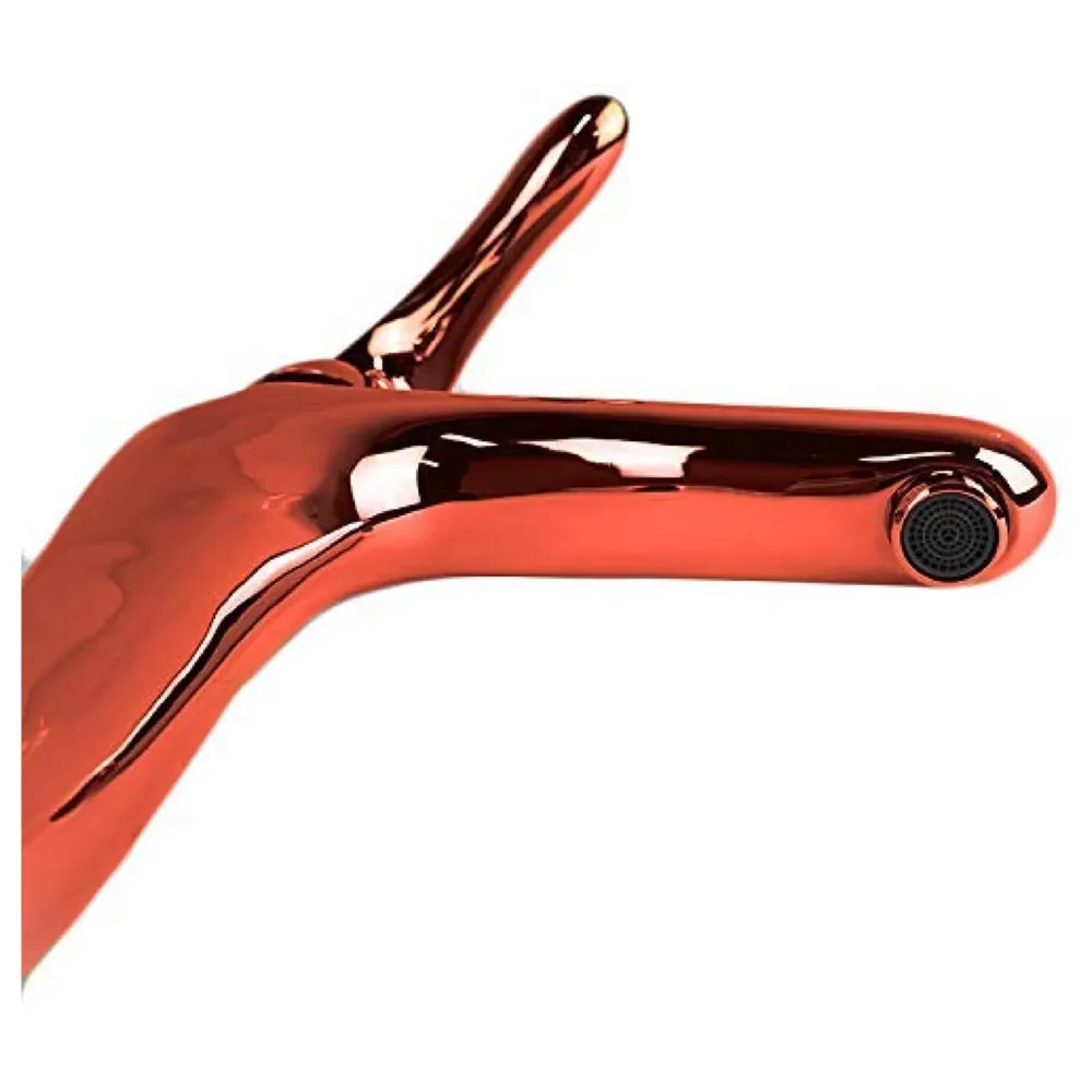 Rose Gold Heavy Single Lever Basin Mixer ~ with 2 Braided Connection Pipes 450mm (Without pop-up) Rosa Gold Twine