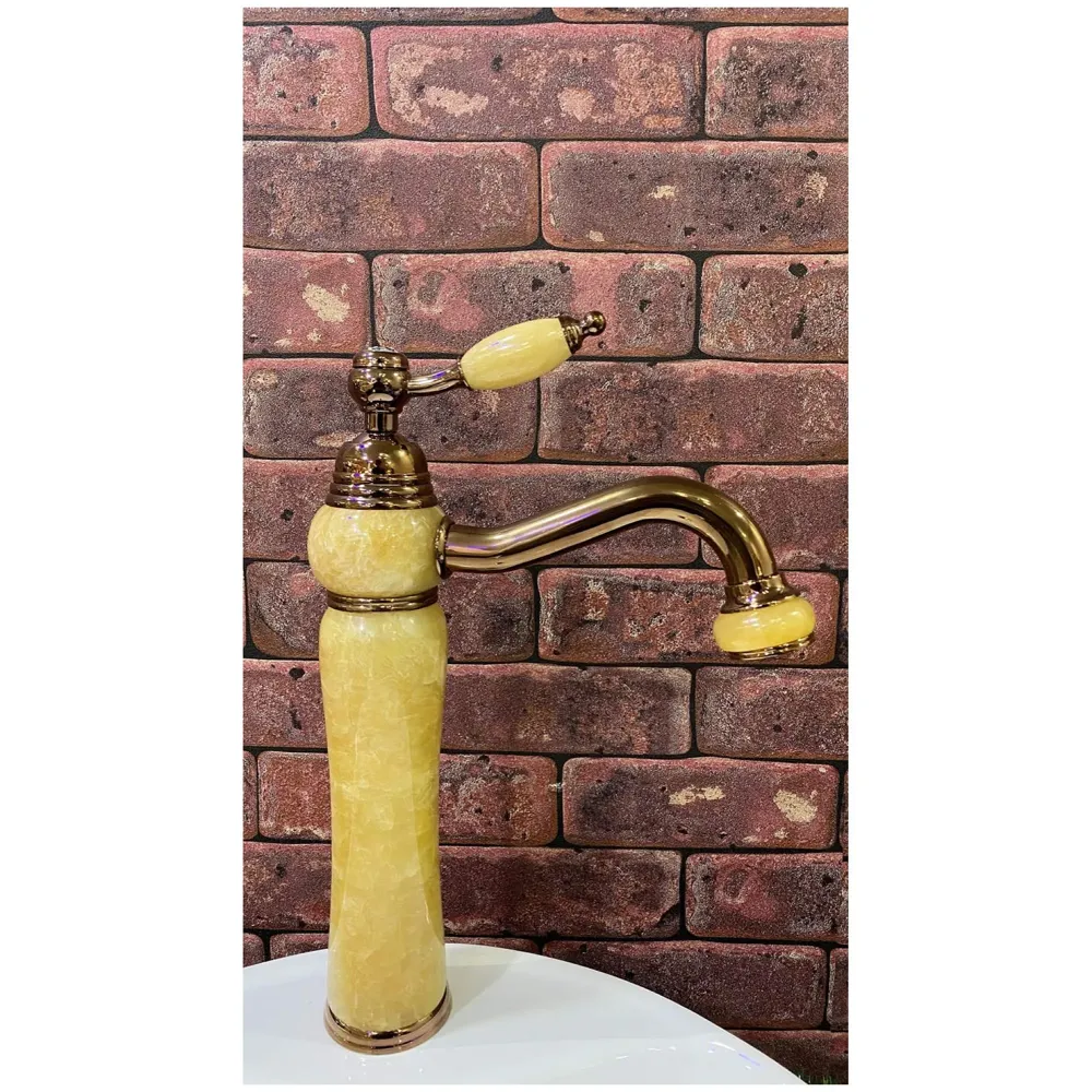 Premium Heavy Single Lever Basin Mixer ~ with 2 Braided Connection Pipes 450mm (Without pop-up) (Rose Gold Onyx)
