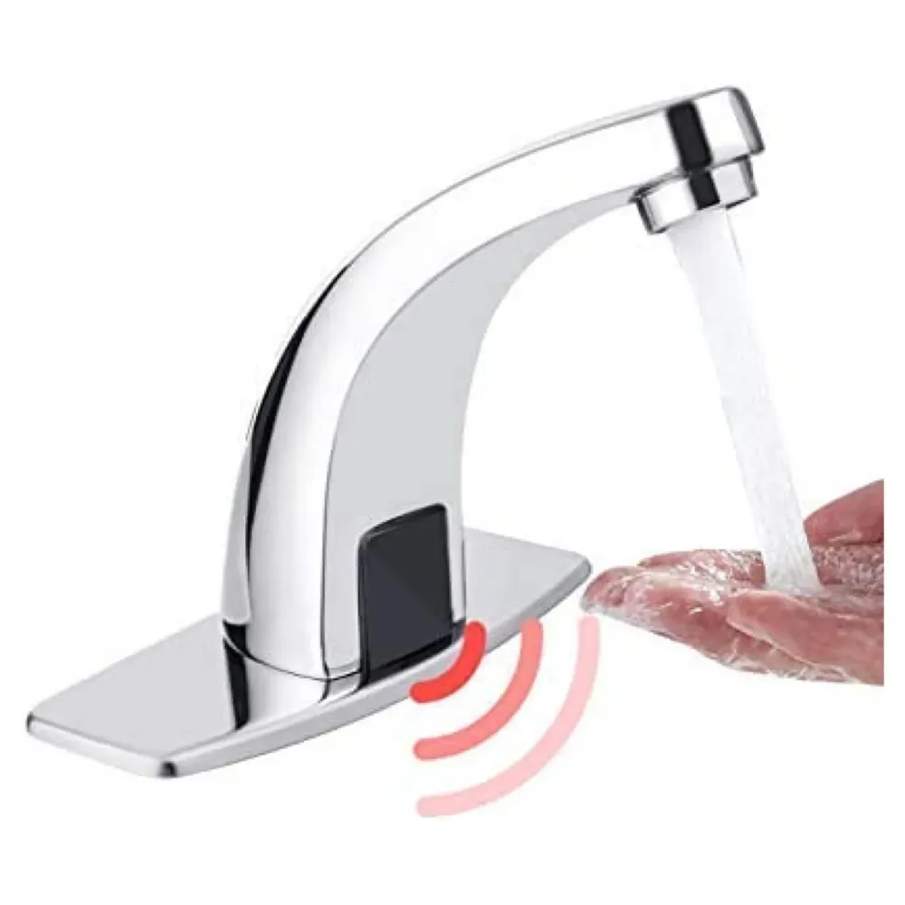Sensor Tap. Automatic Mixer Brass for Bathroom/Touch Less Hand Free Sensor Tap for Washbasin with Foam Flow Water, Hot and Cold Mixer, 5 Inch Height. AC and Battery Operated (AC/DC)