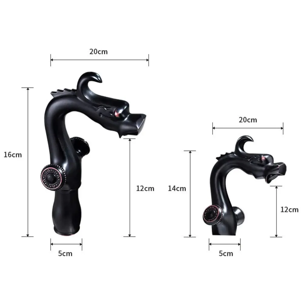 Shadow Dragon Brass Basin Mixer With 2 Braided Connection Pipes, Black