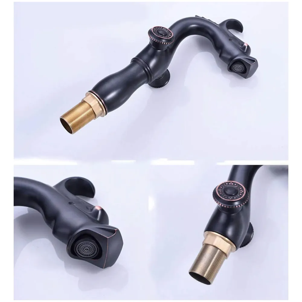 Shadow Dragon Brass Basin Mixer With 2 Braided Connection Pipes, Black