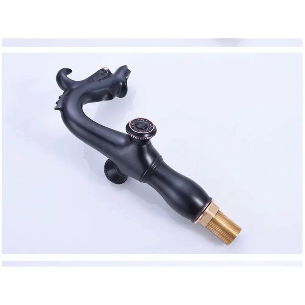 Shadow Dragon Brass Basin Mixer With 2 Braided Connection Pipes, Black