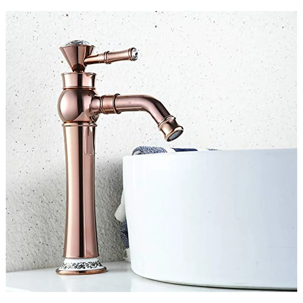Single Lever Basin Mixer 2 Braided Pipes Victorian Rose Gold Tap