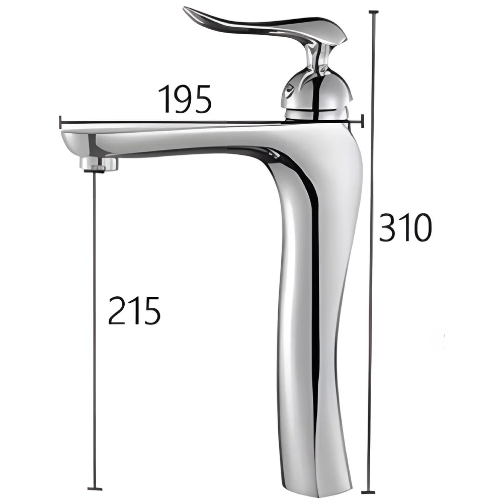 Silver Basin Tap Faucet Mixer Chrome Twist for Bathroom Toilet Wash Basins Hot and Cold Water, 12 Inches Height, Deck Mounted