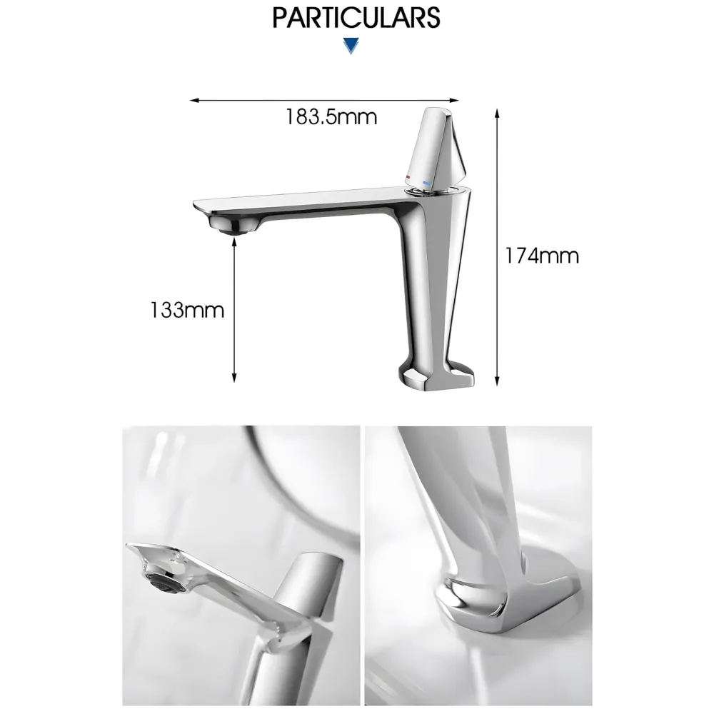 Black Faucet Tap Mixer Hot and Cold Water Heavy Single Lever Basin Mixer with Ceramic Cartridge for Bathroom Wash Basins - 17.4 Cm x 18.3 Cm Matt Black