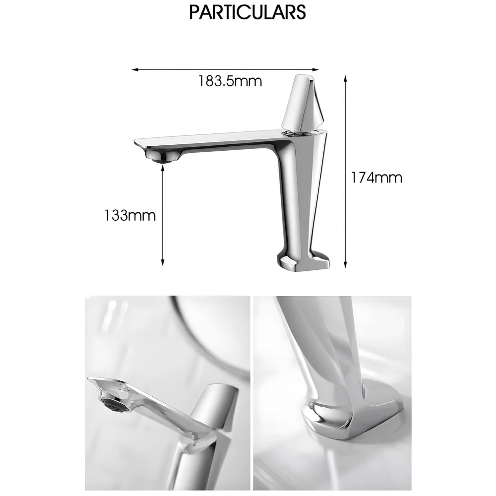 Gold Faucet Tap Mixer Hot and Cold Water Heavy Single Lever Basin Mixer with Ceramic Cartridge for Bathroom Wash Basins - 17.4 Cm x 18.3 Cm Golden