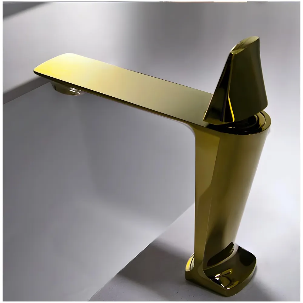 Gold Faucet Tap Basin Mixer Hot and Cold 17.4 x 18.3 cm Golden