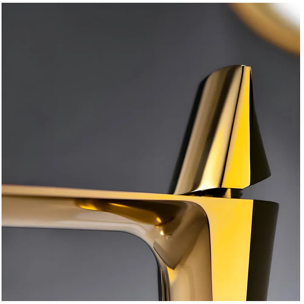Gold Faucet Tap Basin Mixer Hot and Cold 17.4 x 18.3 cm Golden