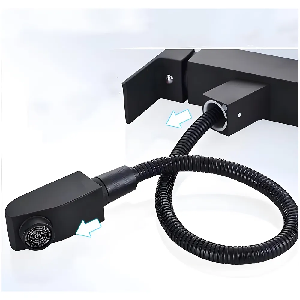 Pull Out Black Faucet Basin Mixer SS Vessel Mounted Small 6in