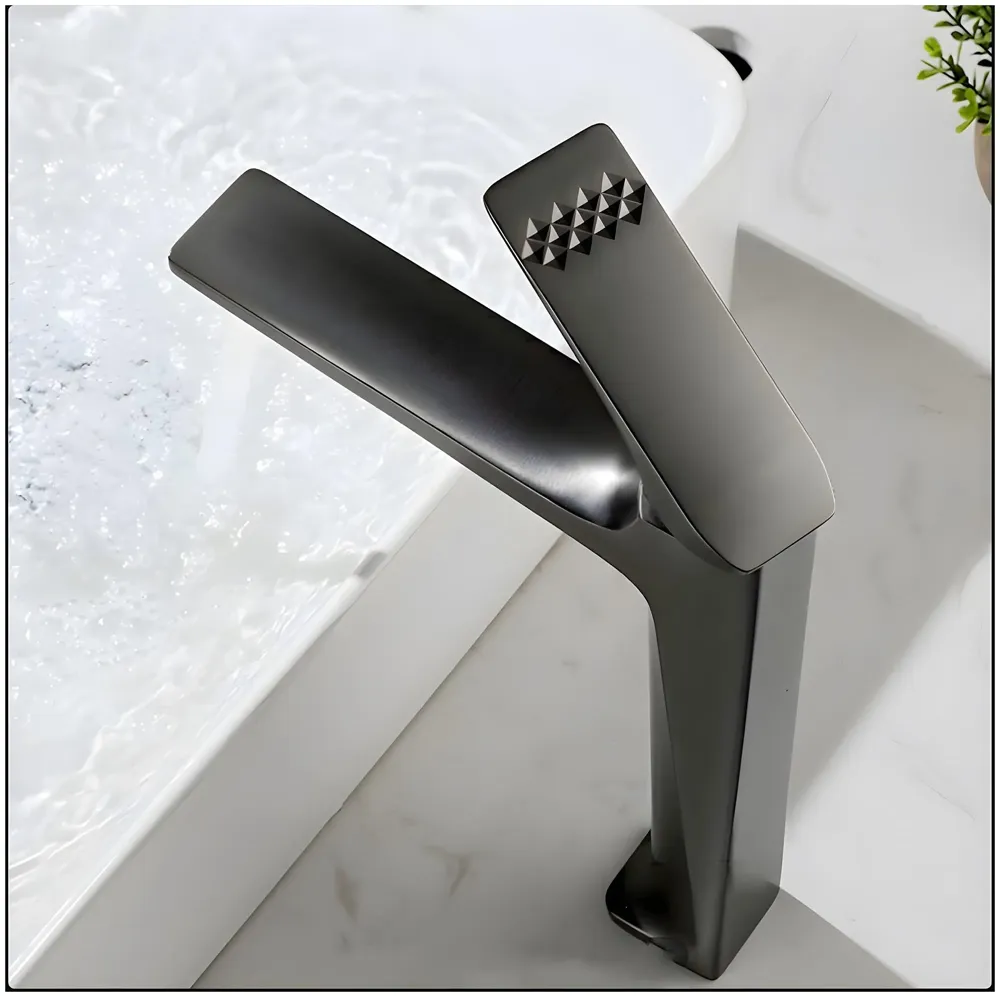 Black Tall Faucet Tap Mixer Hot and Cold Water Heavy Single Lever Basin Mixer with Ceramic Cartridge for Bathroom Wash Basins - 30 Cm x 20 Cm Black