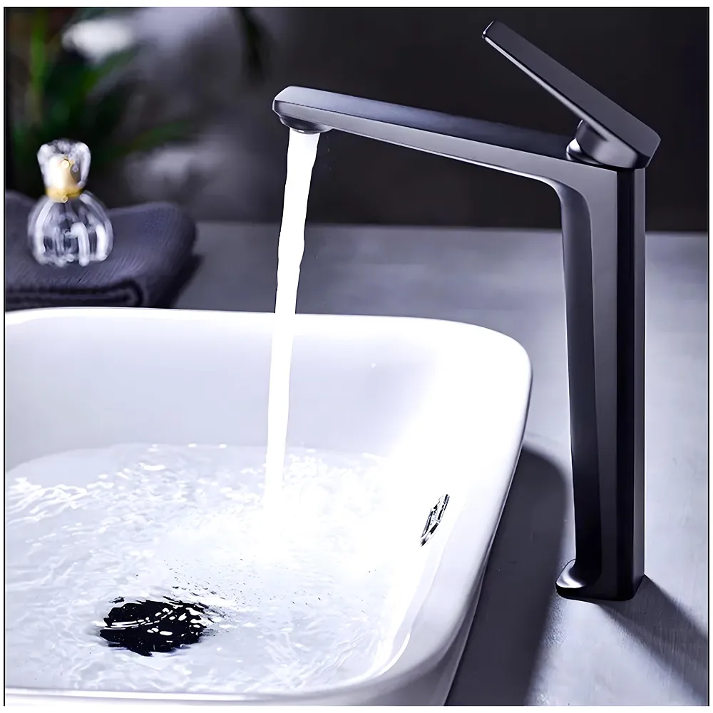 Black Tall Faucet Tap Mixer Hot and Cold 30 x 20 cm Basin Lever