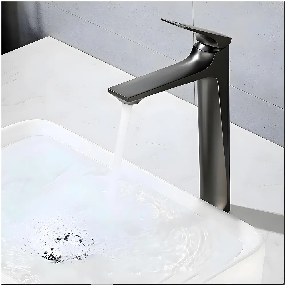 Black Tall Faucet Tap Mixer Hot and Cold 30 x 20 cm Basin Lever