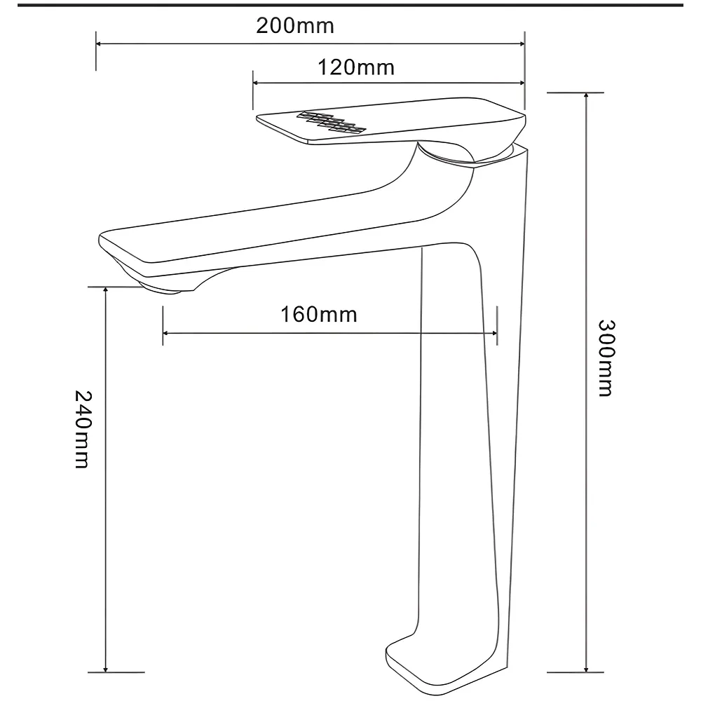 Black Tall Faucet Tap Mixer Hot and Cold 30 x 20 cm Basin Lever