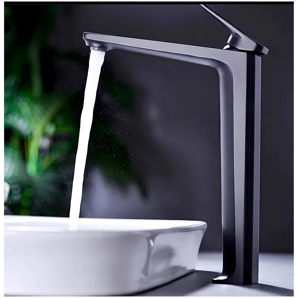 Black Tall Faucet Tap Mixer Hot and Cold 30 x 20 cm Basin Lever