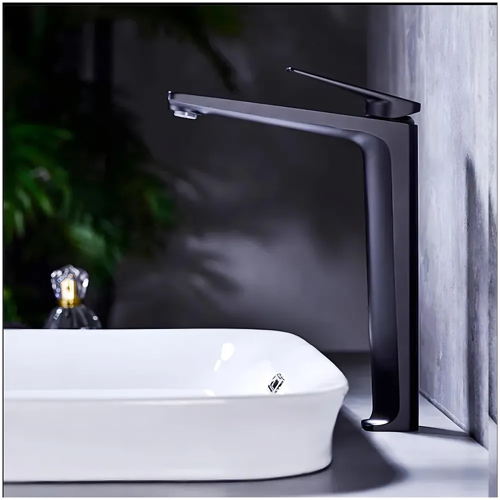 Black Tall Faucet Tap Mixer Hot and Cold 30 x 20 cm Basin Lever