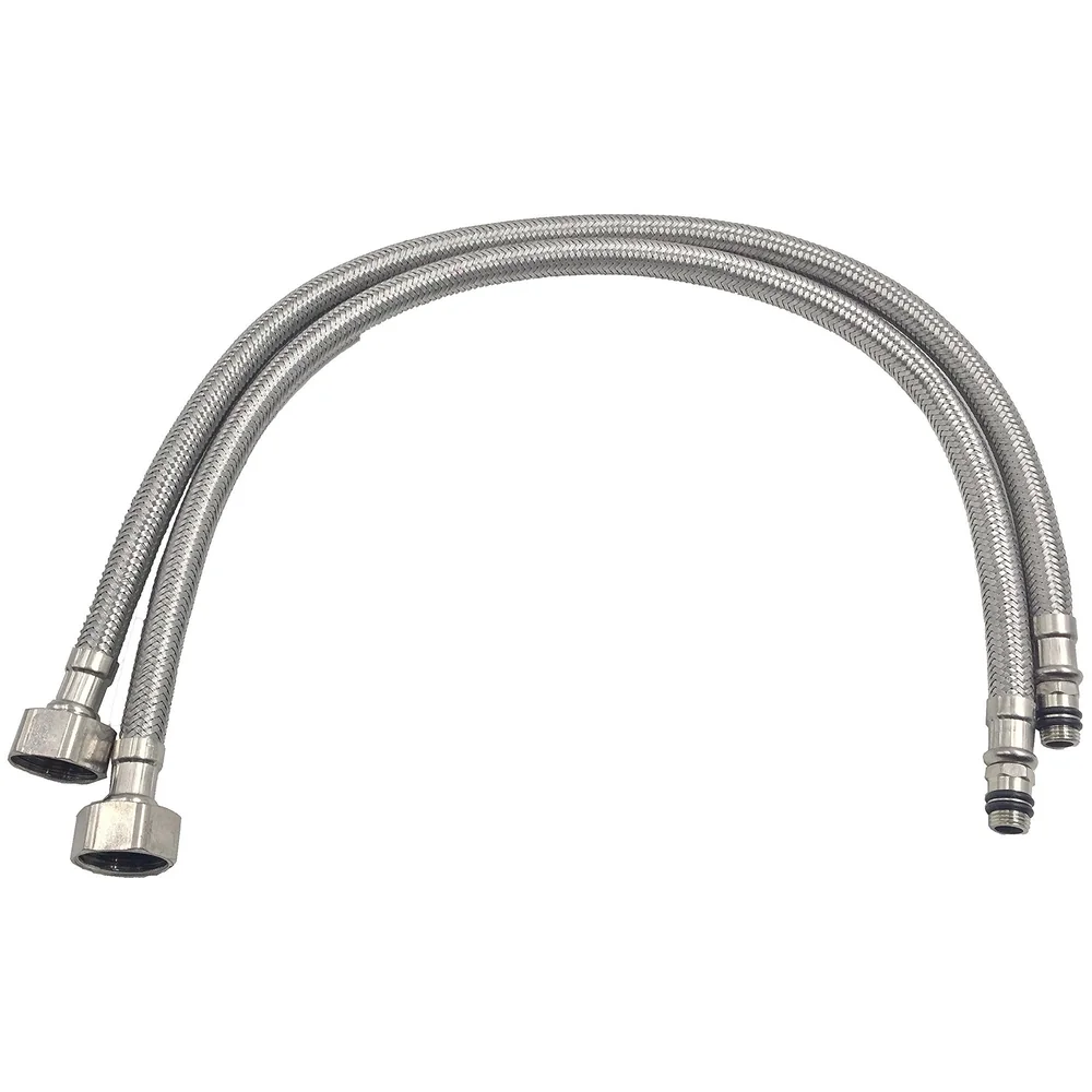 Premium Heavy Single Lever Basin Mixer ~ with 2 Braided Connection Pipes 450mm (Without pop-up) (Chrome Square)