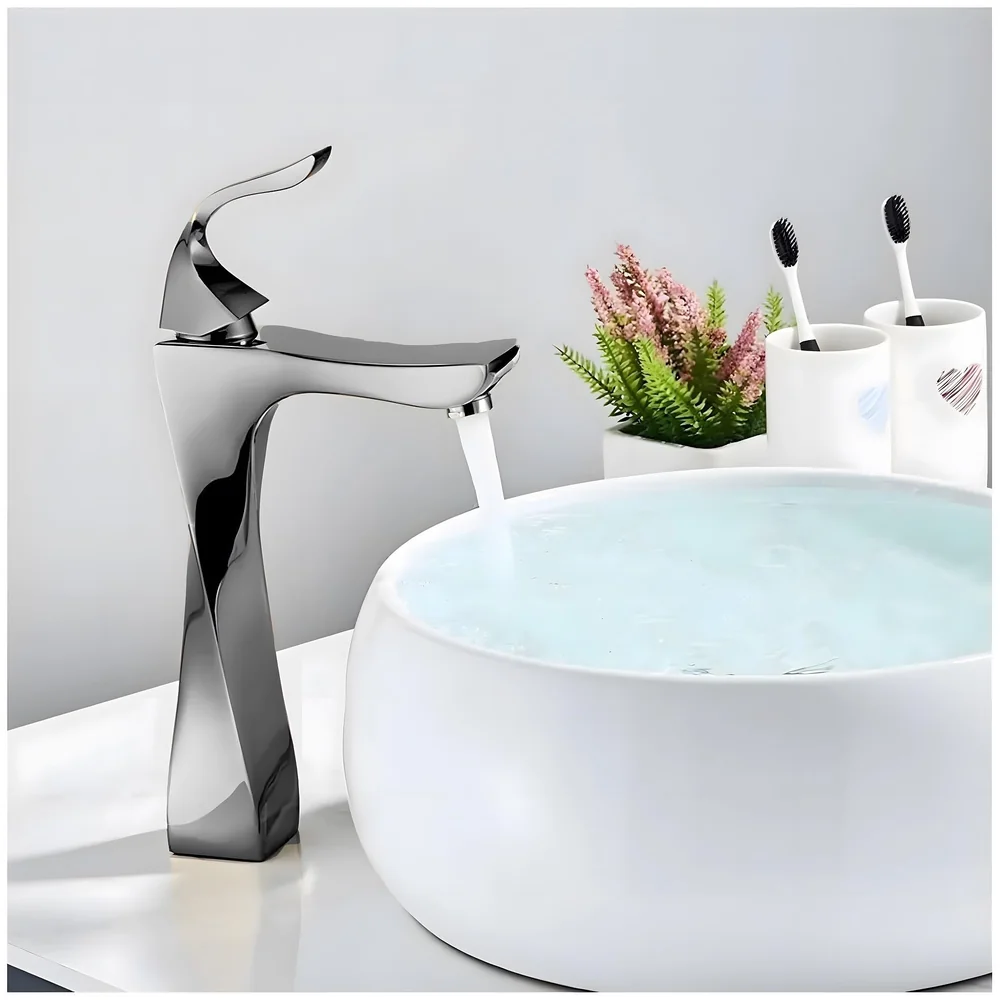 Twist Dark Grey Faucet Tap Mixer Heavy Basin Mixer 12in 30x17 cm Premium
