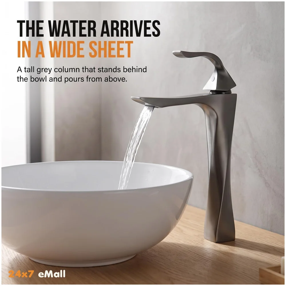 Twist Dark Grey Faucet Tap Mixer Heavy Basin Mixer 12in 30x17 cm Premium