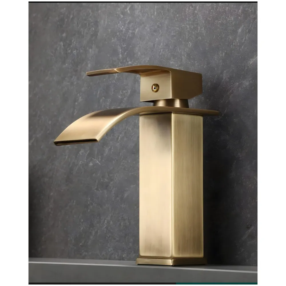 Antique Brown Waterfall Faucet Waterfall Single Lever Basin Mixer Waterfall, SS Material, for Bathroom Washbasin Toilet 7 Inches Height