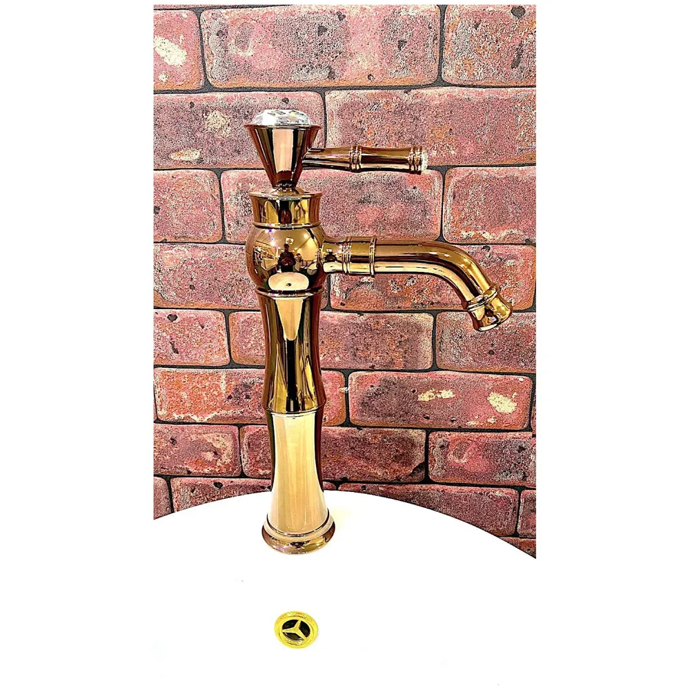 Rose Gold Basin Tap Faucet Mixer for Bathroom Toilet Wash Basins Hot and Cold Water (Without pop-up) (Victorian Rose Gold) 12 Inches Height