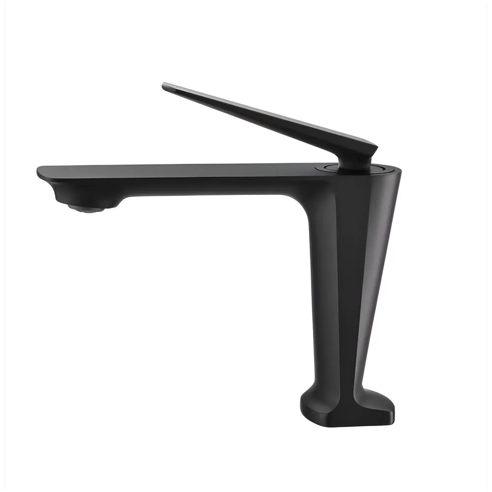 Black Faucet Tap Mixer Hot and Cold Water Heavy Single Lever Basin Mixer with Ceramic Cartridge for Bathroom Wash Basins - 15 cm x 17cm - Matt Black
