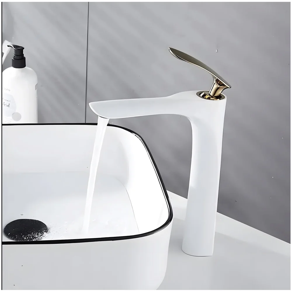 White Gold Basin Mixer Tap 12 inch Hot and Cold 2 Pipes Box Pack