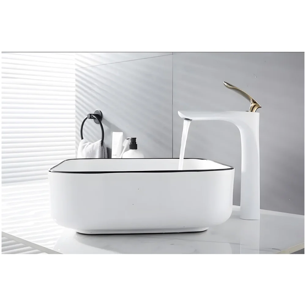 White Gold Basin Mixer Tap 12 inch Hot and Cold 2 Pipes Box Pack