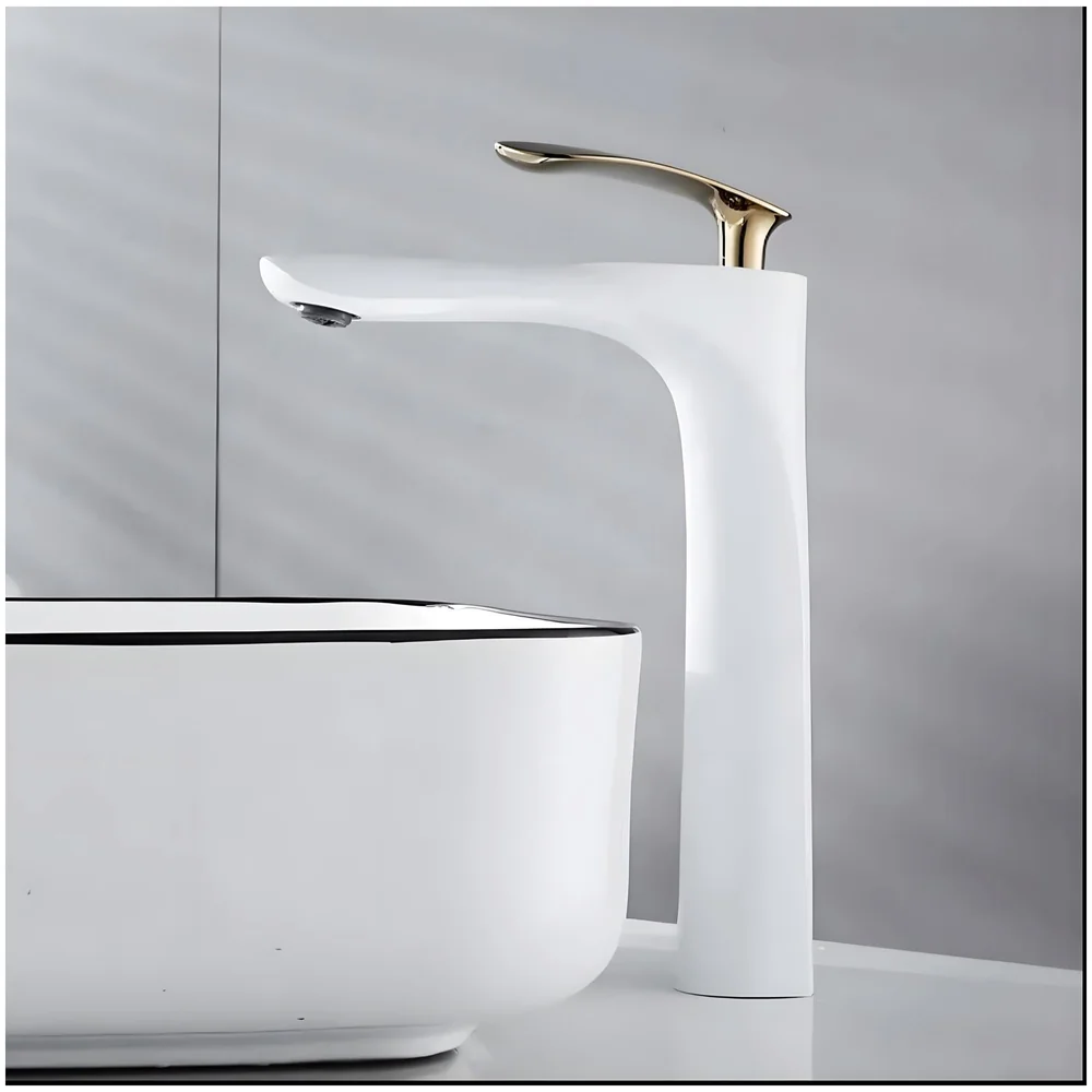 White Gold Basin Mixer Tap 12 inch Hot and Cold 2 Pipes Box Pack