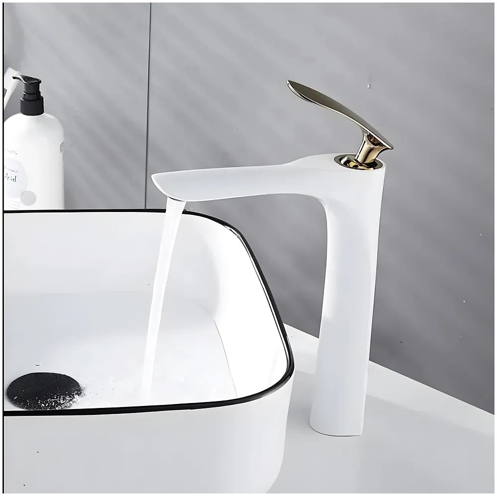 White Gold Basin Mixer Tap 12 inch Hot and Cold 2 Pipes Box Pack