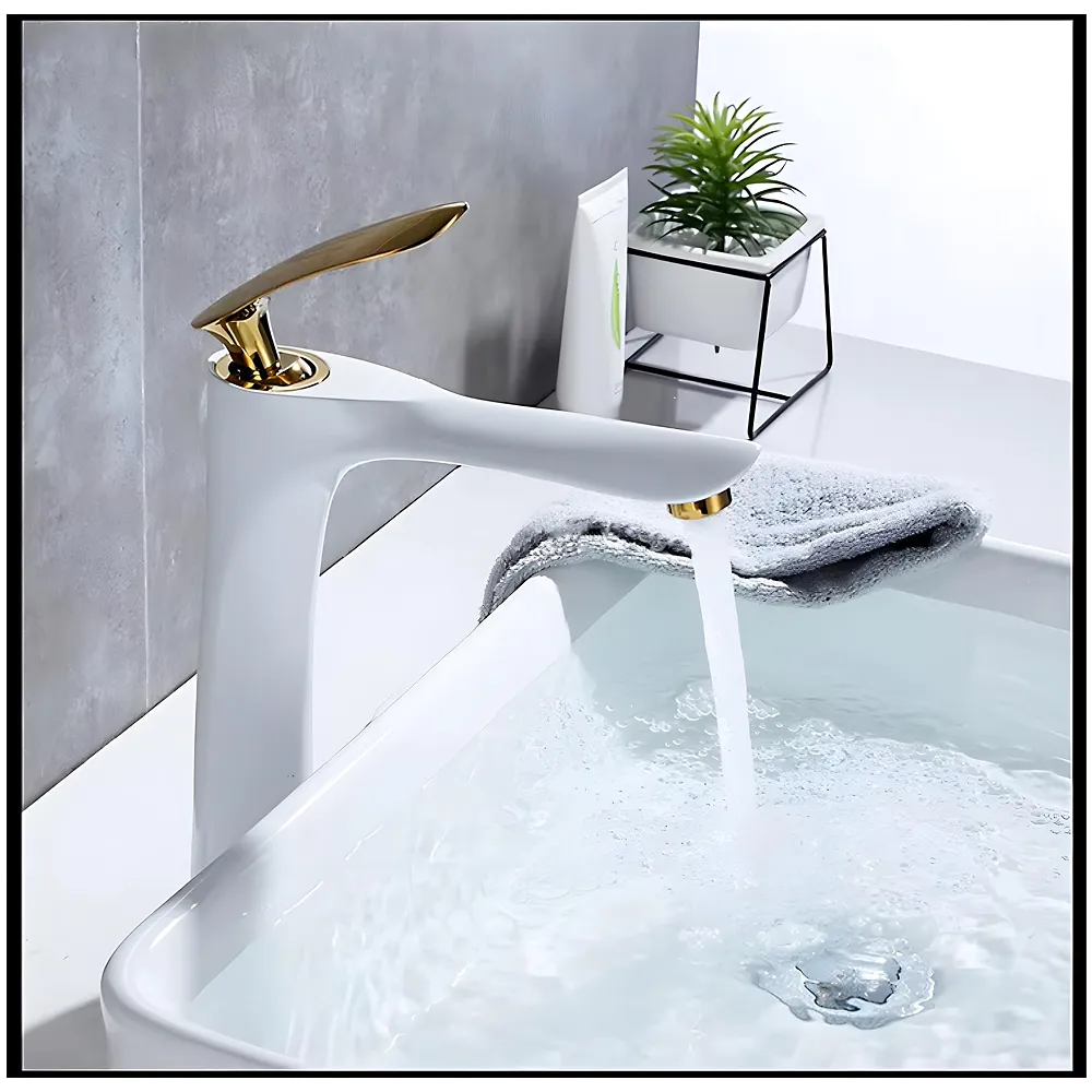 White Gold Basin Mixer Tap 12 inch Hot and Cold 2 Pipes Box Pack