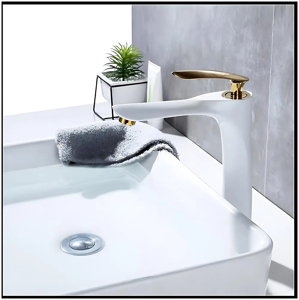 White Gold Basin Mixer Tap 12 inch Hot and Cold 2 Pipes Box Pack